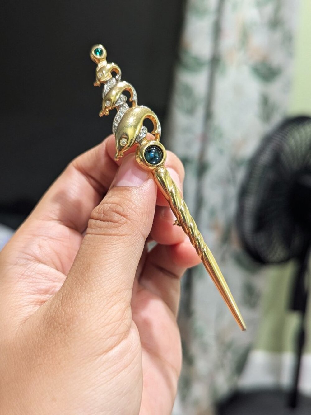 Vintage Gold Tone Poseidon's Sword Brooch